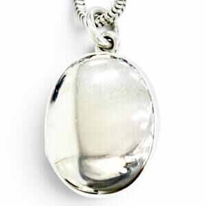 TIFFANY&Co. Tiffany 925 Oval Locket Pendant Necklace, Rare Silver, Made in It...